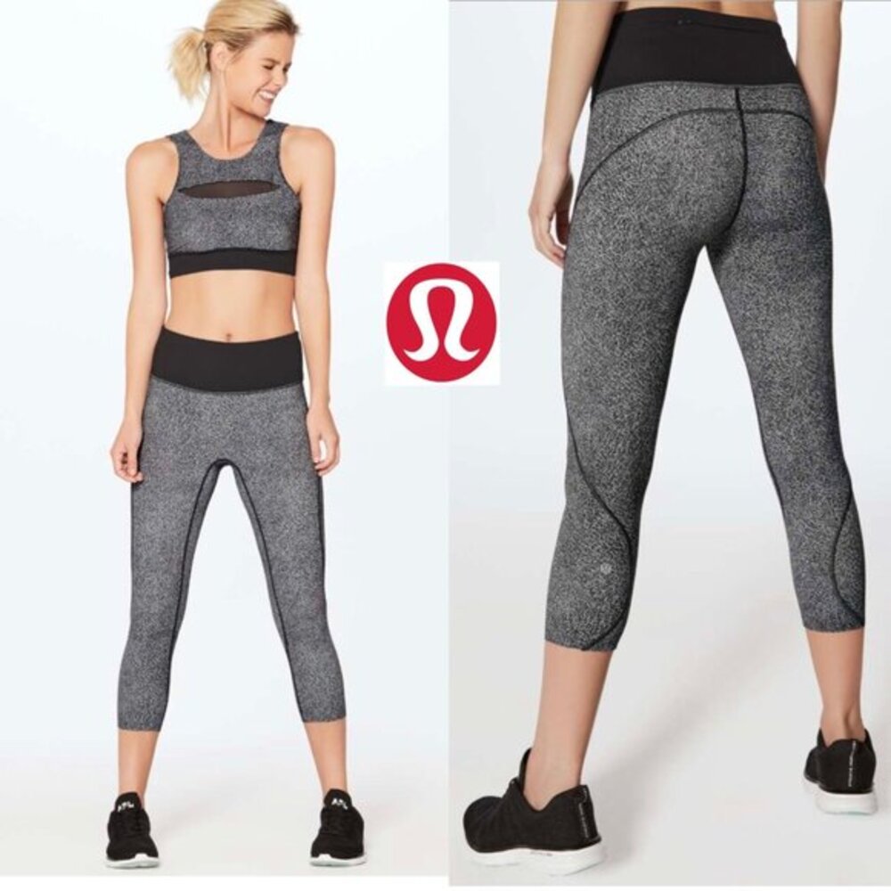 Lululemon 10 Run The Day Crop Fractal Dark Starlight Tight Legging High Rise